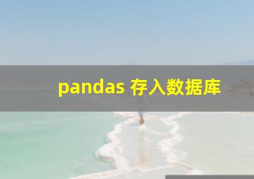 pandas 存入数据库